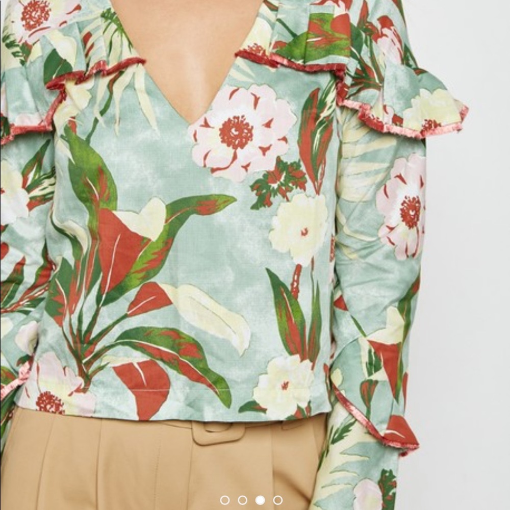 TOPSHOP Floral Print Ruffled Detail Top - Picture 5 of 8